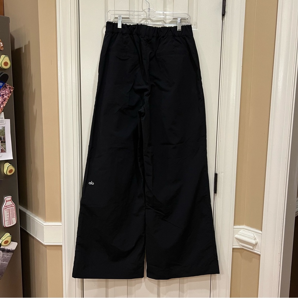 Alo Yoga High Waist Street Smart Trouser Pants Womens Medium Wide Leg Black - Picture 7 of 11